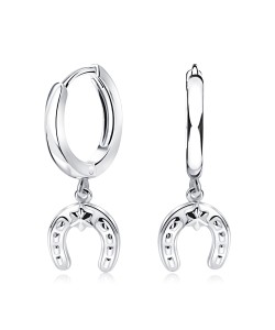 Horseshoe Hang Shaped Silver Hoop Earring HO-2525